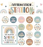 Naozinebi 32 PCS Boho Affirmation Station Bulletin Board Set Positive Posters for Classroom Growt...