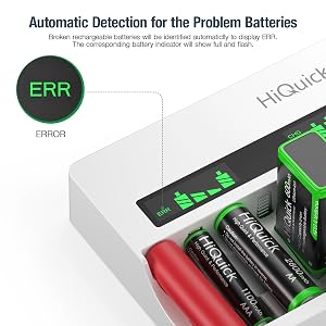 HiQick Fast Battery Charger with LED for AA/AAA/9V NiMH/NiCd&9V Li-ion Rechargeable Battery