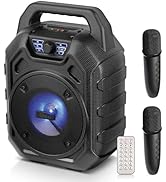 Gsou Karaoke Machine with 2 Wireless Microphones/Portable PA System/ IPX6 Waterproof Kareoke Mach...