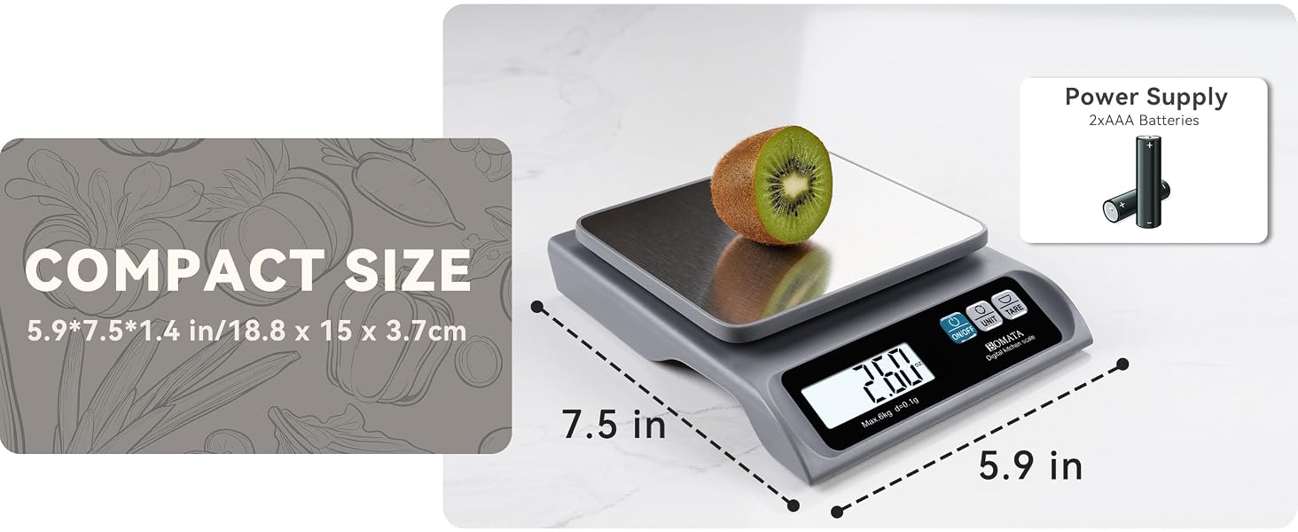 BOMATA 0.1g Food Scale, 13lb Digital Kitchen Scale with Removable Stainless Steel Pan