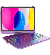 Touchpad Keyboard Case for iPad 10th Gen 10.9" 2022, Multi-Touch & Backlit Keys, 360° Rotatable &...
