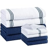Homaxy 100% Cotton Kitchen Towels and Dishcloths Set, 12 x 12 & 16 x 26 Inches, Set of 8 Bulk Dua...