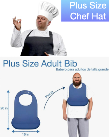 Urby Plus Size Chef Hat and Adult Bib