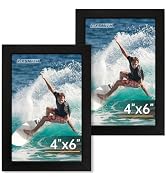FIXSMITH 4x6 Picture Frame Set of 2, 4x6 Photo Frames with HD Plexiglass for Wall Hanging or Tabl...