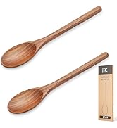 MORGLES 2PCS Wooden Cooking Spoons 12 Inch Acacia Wood | Handcrafted, Non-Scratch for Nonstick Co...