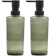 Green Glass Soap Dispenser Set with Black Pump, 12oz Hand Dish Lotion Dispenser, Refillable Liqui...