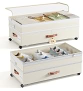 Yecaye Under Bed Storage with Wheels, 8 in-11 in Height Adjustable Under Bed Storage Containers, ...