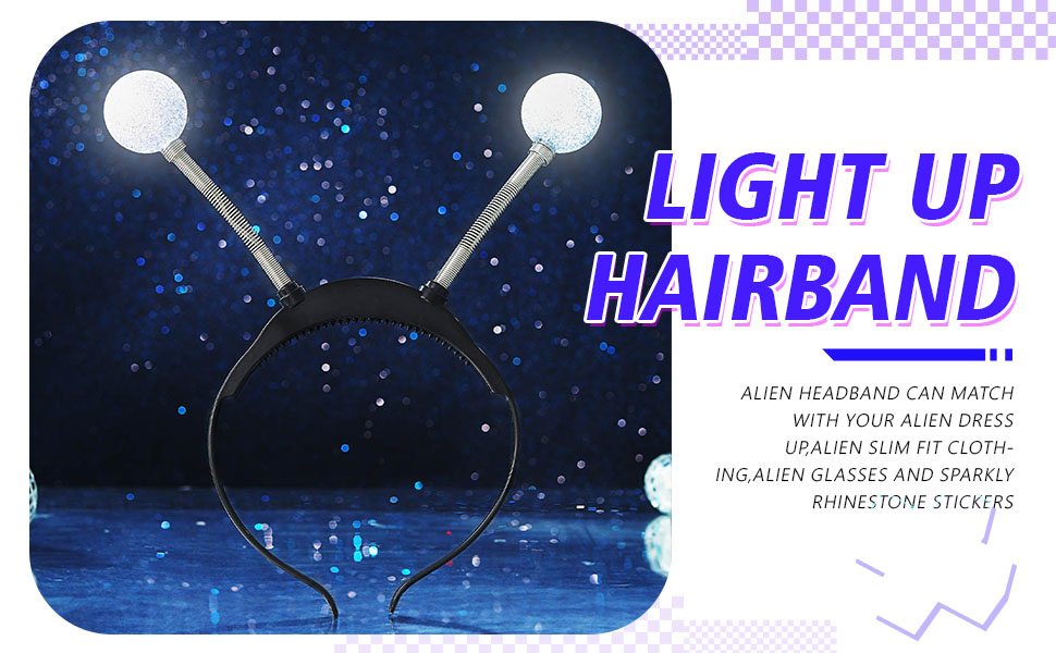 space headband alien ears headband Light up alien accessories halloween headband for women