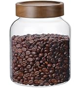 50 Fl oz/1500 ml Clear Glass Jar with Airtight Wooden Screw on Lid, Glass Pantry Canister for 500...