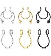 QWALIT Fake Septum Ring Fake Septum Piercing Faux Septum Nose Rings Fake Nose Ring Septum Fake Se...