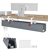 Univivi No Drill Under Desk Cable Management Tray, 36" Cord Organizer for Table, Clamp/Screw Moun...