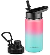 StarSpeed Kids Water Bottle with Straw Lid 14oz Stainless Steel Insulated Water Bottles Double Wa...