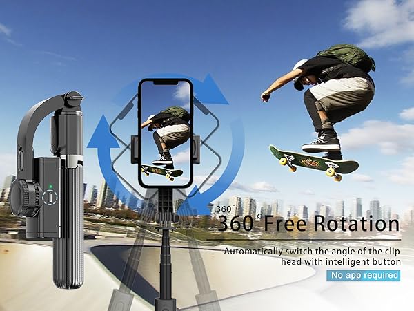 Selfie Stick Head Stabilizer, 360° Swivel Tripod with Wireless Remote, Portable Cell Phone Holder