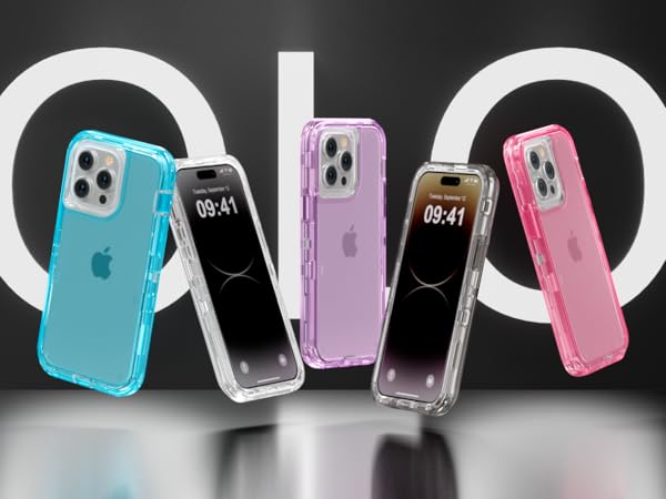 Five colors, transparent pink purple blue clear gray