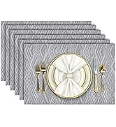 Aofmee Placemats, Placemats Set of 6, Heat Resistant Place Mats, Washable PVC Table Mats, Woven V...