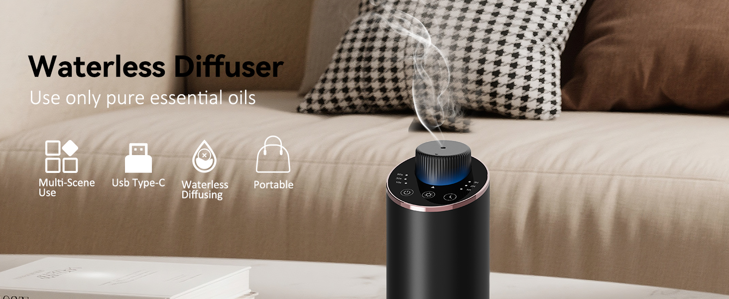 waterless diffuser essential oil scent aromatherapy sentiment portable mini freshener car home room