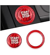 Car Push Start Button Cover Compatible with Audi,Cool Aluminum Engine Start Button Cover with Met...