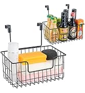 JUNCHU CHERRY 2 Pack The Cabinet Door Organizer,Hanging Wall Mount Storage Wire Basket, Grid Stor...