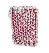 BabriInta Cast Iron Chainmail Scrubber with Red Silicone Insert Chainmail Scrub Easy to Grip,Cast...