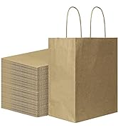 Sturdy 8x4.75x10 inch 100 Pack Medium Thick Paper Bags with Handles Bulk, Bagmad Brown Kraft Bags...