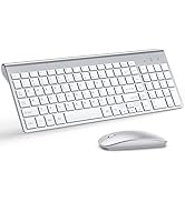 Wireless Keyboard and Mouse Ultra Slim Combo, TopMate 2.4G Silent Compact USB Mouse and Scissor S...
