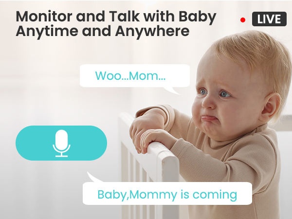 a baby in a crib with a microphone.