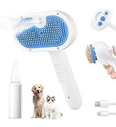 Pet Steam Brush for Dog & Cat - 3-in-1 Steam Grooming Brush for Shedding & Hair Removal - Self Cl...