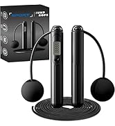 Jump Rope with Counter, 2-in-1 Weighted Cordless & Corded Skipping Rope – Smart LCD Display Track...
