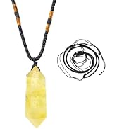 Runyangshi Citrine Healing Crystal Pendants, Double Pointed Natural Crystal Quartz Necklace 6 Fac...
