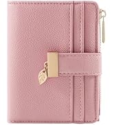 Pomelo Best Small Wallet Women Bifold Soft Leather Card Holder with ID Window Zipper Coin Pocket ...