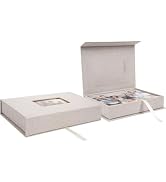 Hiwhy Linen Photo Storage Box, 5 x 7 Inch Memory Keepsake Organizer with Transparent Window, Styl...