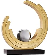XYQXYQ Abstract Art Sculpture, Resin Gold Decorative Statue, Modern White Ornaments for Living Ro...