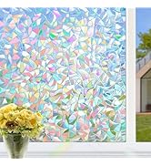 HIDBEA Window Privacy Film Static Clings, Rainbow Window Film, 3D Decals Non-Adhesive Window Viny...