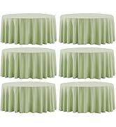 Aocoz Round Tablecloth 120 Inch 6 Pack Sage Green Tablecloths Washable Decorative Linen Polyester...