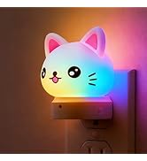 L LOHAS LED Plug in Night Light for Kids, 3D Cute Cat Night Lights with Dusk to Dawn Sensor, RGB+...