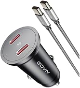 GOYIY USB C Car Charger with 60W Braided USB C Cable 3ft, Mini 60W USB C Fast Charging Cigarette ...