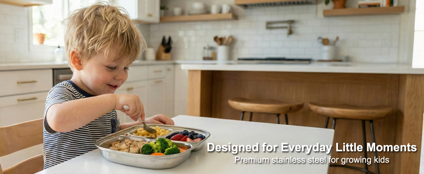 Food-grade stainless steel baby plate, safe and durable for everyday meals