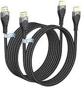 10K 8K HDMI Cable 3.3FT & 6.6FT 2-Pack, 48Gbps Ultra High Speed HDMI 2.1 Cable Braided Cord, 8K@6...