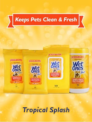 Wet Ones, Pets, Cats, Dog, Wipes, Antibacterial, Tropical Splash, Puppy