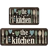 BSFHH Set of 2 Kitchen Rugs - 17"x47"+17"x30" Kitchen Mats for Floor Washable Non Slip Front Door...