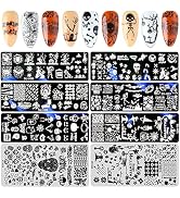EBANKU 8PCS Halloween Nail Art Stamping Plates Templates Halloween Nail Stamp Plate Pumpkin Skull...