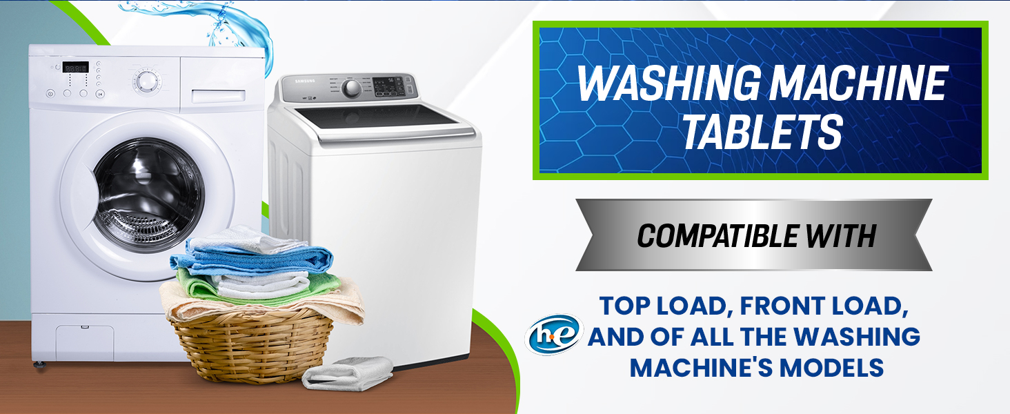 Machine cleaner compatible with all washer machines, Whirlpool, Samsung, Electrolux, Maytag, LG, GE