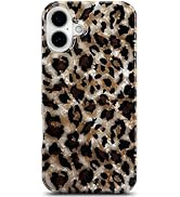 J.west Compatible with iPhone 16 Plus Case,Luxury Sparkle Translucent Clear Vintage Leopard Print...