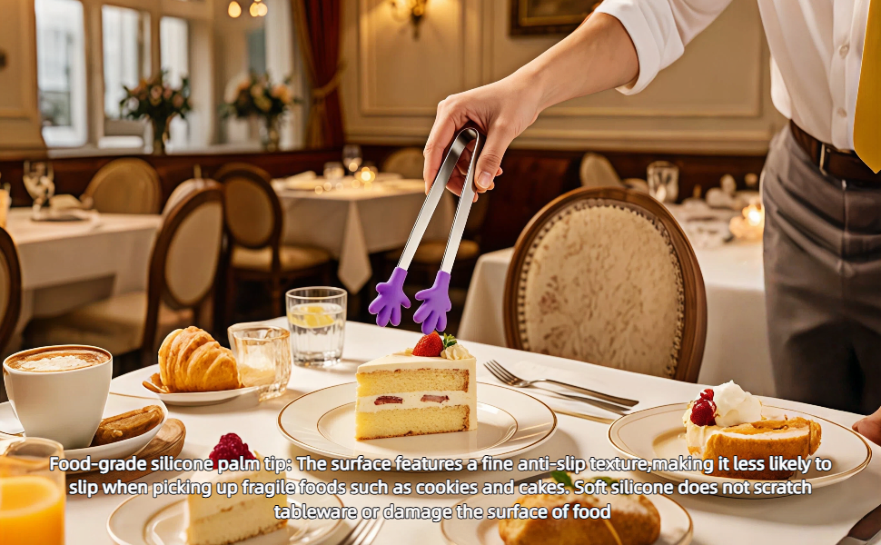 Soft silicone does not scratch tableware or damage the surface of food