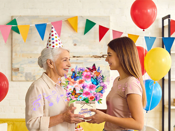 Musical and lighting Pop Up Birthday Card for Grandma