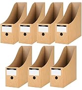 HAKACC 7 PCS Kraft Magazine File Holder, Desk Storage Organizer Magazine Storage with Blank Label...