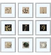 HEART ART 8x8 Picture Frame Set of 9, Display Pictures 4x4 with Mat or 8 x 8 without Mat, Multi C...