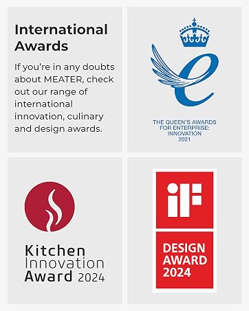 Collection of award logos including Queen's Enterprise Award 2021, Kitchen Innovation Award 2024, and iF Design Award 2024.