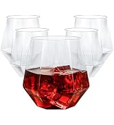 Goodluck 40 PCS Diamond Stemless Plastic Wine Whiskey Glasses, 12 Oz Disposable Cocktail Glasses,...