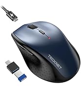 TECKNET Wireless Mouse Jiggler, USB-C Rechargeable Mouse, Silent Mouse Quiet Click, Build-in Mous...